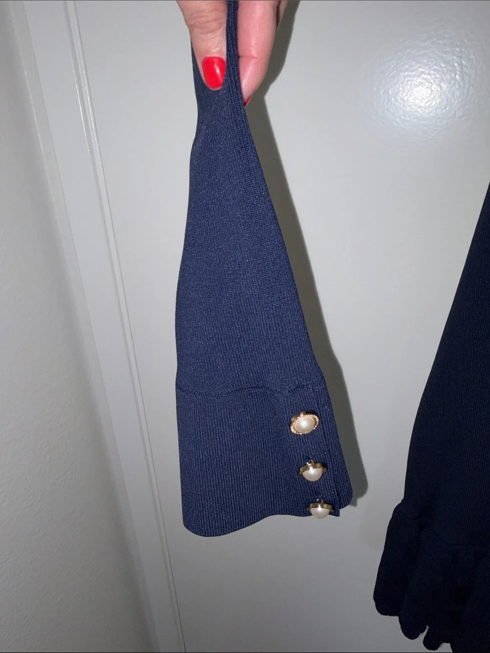 MESHKI PEREESA Navy Long-Sleeve Button Dress M NWOT - Picture 5 of 9